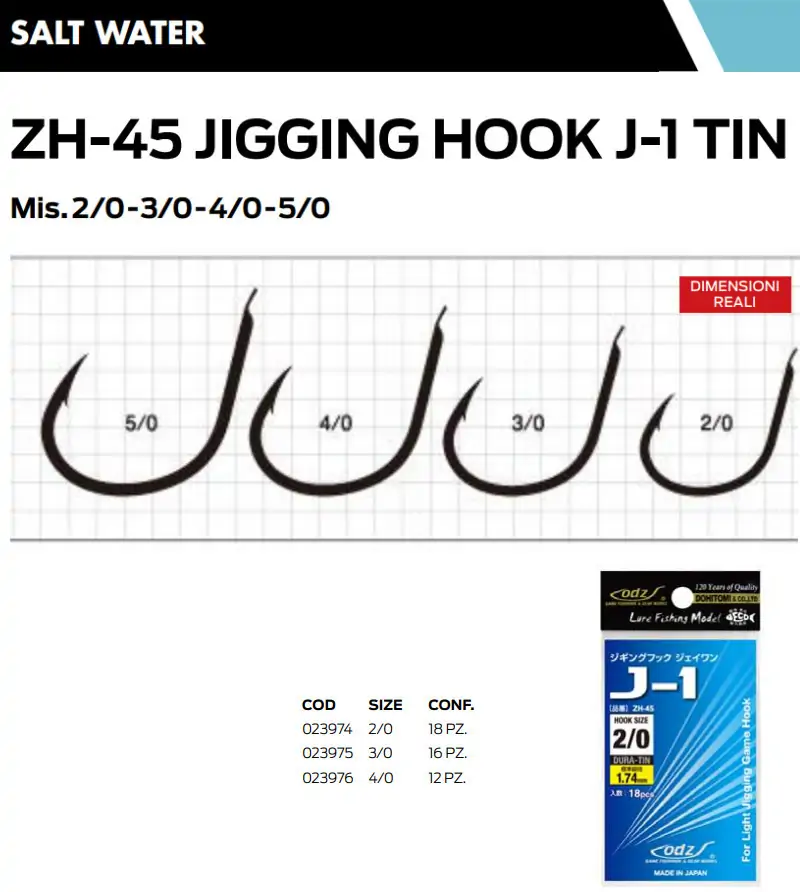 ODZ ZH-45 JIGGING HOOK J-1 TIN|Assist Hooks