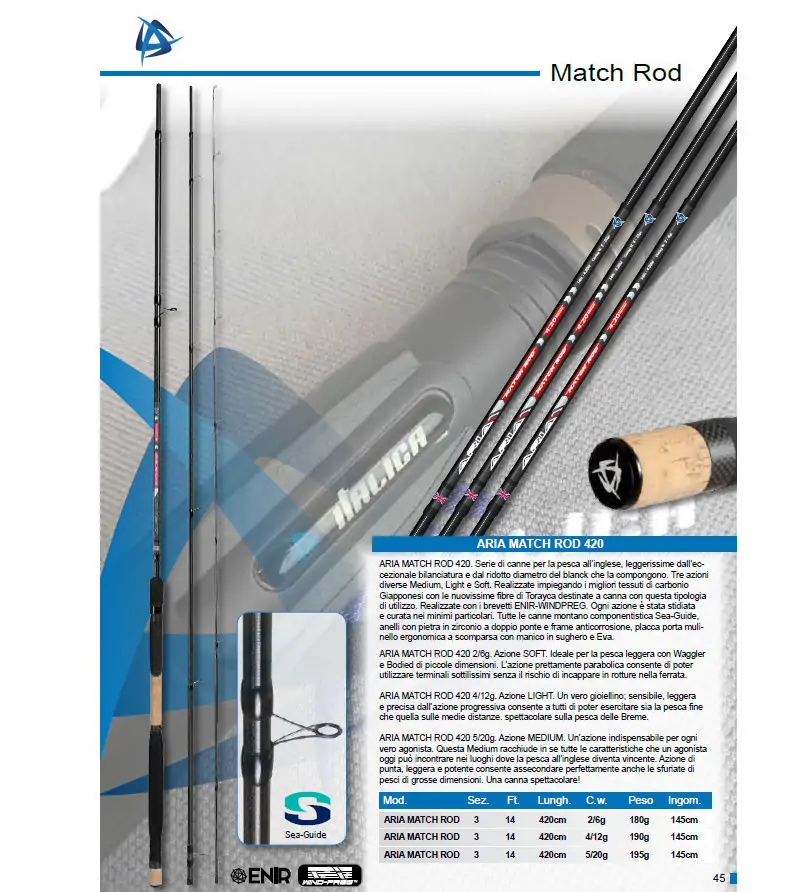 Italica Aria Match Rod 420|3 Sections Match Rods